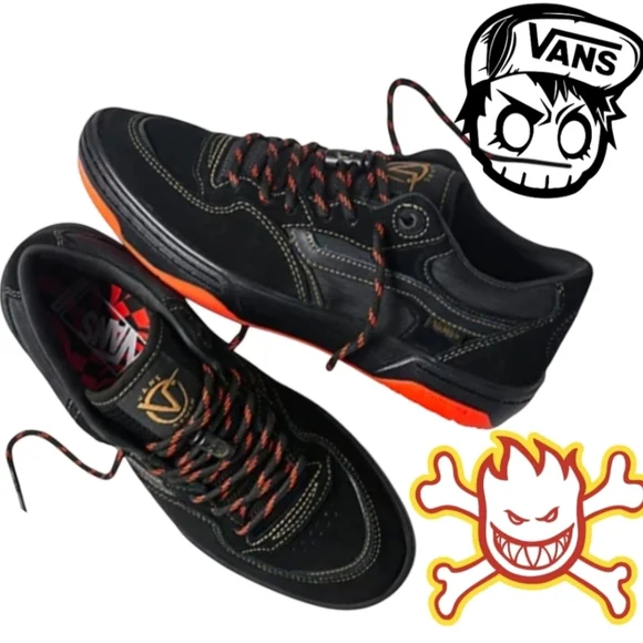 Vans Rowan 2 Skate Men Size 7 Spitfire Pro Impactwaffle Black and Orange 112025 - Picture 1 of 9